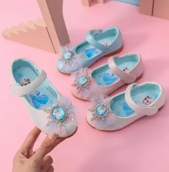 Disney otroška ravno čevlji dekleta risanka elsa princesa kristalno čevlji baby mehka podplatom športni copati zamrznjene priložnostne čevlji