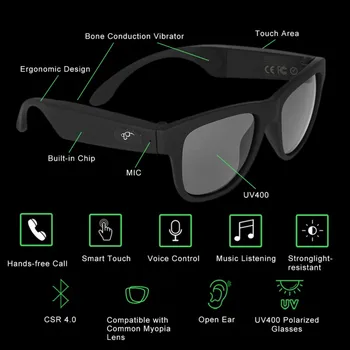 New Tech Prenosni Bluetooth Smart Sončna Očala Bluetooth Kostne Prevodnosti Brezžične Slušalke, Mikrofon Očala