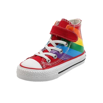 Otroške Superge Otroci Platno Čevlji Rainbow Barva Mešanih Prugasta Visoki Vrh Priložnostne Čevlji Za Fante, Dekleta 2021 Pomlad Jesen 25-37